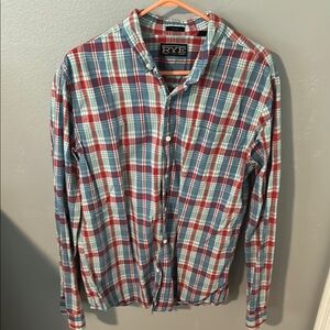 Rye Red and Blue Casual Button Down Shirt